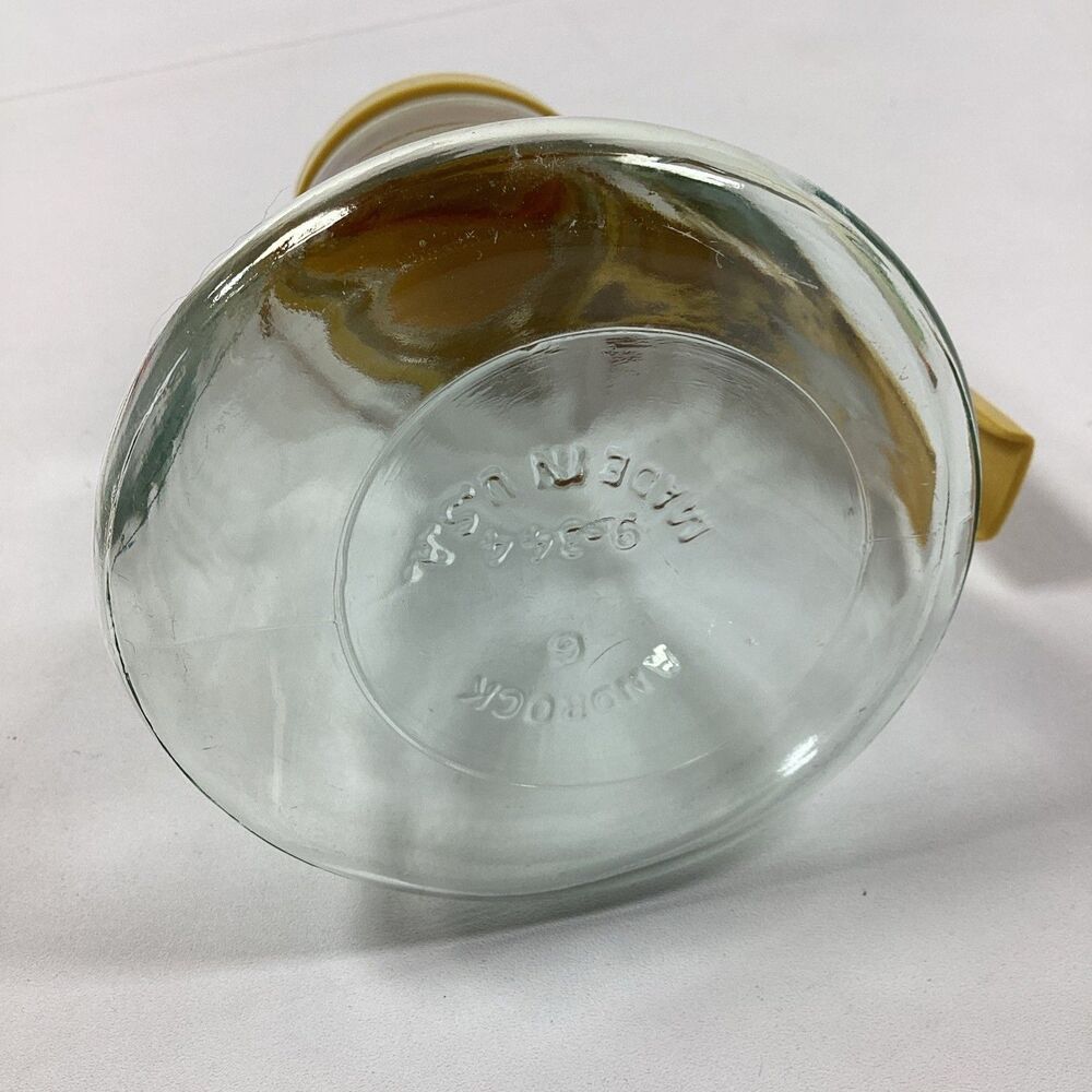 Vintage Androck Glass Syrup Dispenser Gold Lid Honey Pitcher Diner USA MCM - Picture 7 of 12